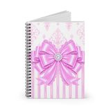 Orchid Lilac Damask Bow - Spiral Notebook