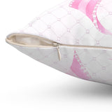 Pink Couture Diamond Bow - Square Pillow