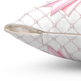 Candy Stripe Pink Couture Bow - Square Pillow