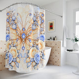 Buttercream Sapphire Blossom Butterfly - Shower Curtains