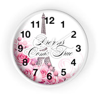 Wall Clock - Dreams Come True - Paris Dreams - Pink