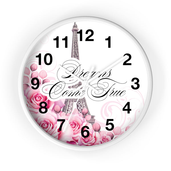 Wall Clock - Dreams Come True - Paris Dreams - Pink