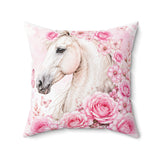 Blushing Rose Equestrian Horse - Square Pillow