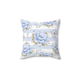 Powder Blue Sugar Blossom Stripes - Square Pillow