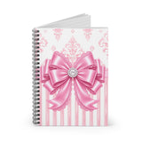 Princess Pink Damask Bow - Spiral Notebook