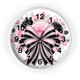 Pink Noir Couture Diamond Bow - Wall Clock