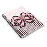 Ballet Pink Black Ruffle Leopard Bow Couture - Spiral Notebook