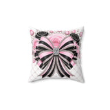 Pink Noir Couture Diamond Bow - Square Pillow