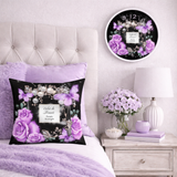 Wall Clock - Purple Midnight Roses - Perfume Bottle Black