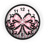 Ballet Pink Black Ruffle Leopard Bow Couture - Wall Clock