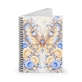 Buttercream Sapphire Blossom Butterfly - Spiral Notebook