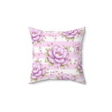 Lilac Sugar Blossom Stripes - Square Pillow