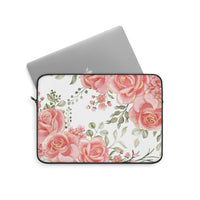 Laptop Sleeve-Luscious Pink Floral-Gold Trim