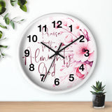 Pink Flower Bouquet - Praise Almighty God - Wall Clock (Faith)