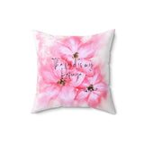 Square Pillow - Pink Passion Watercolor Plumeria - The Lord is my Refuge (Faith)