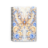 Buttercream Sapphire Blossom Butterfly - Spiral Notebook