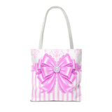 Orchid Lilac Damask Bow - Tote Bag