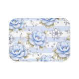 Powder Blue Sugar Blossom Stripes - Bath Mat