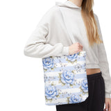 Powder Blue Sugar Blossom Stripes - Tote Bag