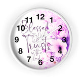 Purple Flower Bouquet - Blessed is the One - Wall Clock (Faith)