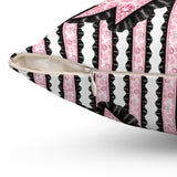 Ballet Pink Black Ruffle Leopard Bow Couture - Square Pillow