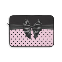 Laptop Sleeve-Glam Black Bow-Soft Pink-Black Polka Dots