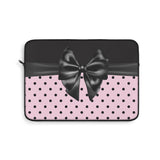 Laptop Sleeve-Glam Black Bow-Soft Pink-Black Polka Dots