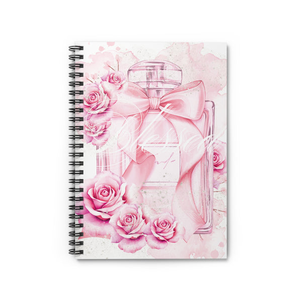 Spiral Notebook (Small) - Pink Blush & Roses Perfume Bottle - Blessed