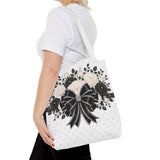 Ivory Noir Couture Diamond Bow - Tote Bag