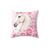 Blushing Rose Equestrian Horse - Square Pillow