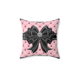 Obsidian Black Bow in Princess Pink - Square Pillow
