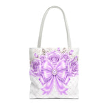 Lavender Lace Diamond Bow - Tote Bag