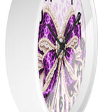 Purple Leopard Bow Couture - Wall Clock