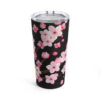 Tumbler 20oz-Pink Floral Blossoms-Pink & Black