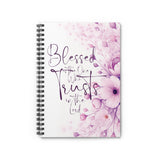 Purple Flower Bouquet - Blessed is the One - Spiral Notebook (Faith)