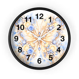 Buttercream Sapphire Blossom Butterfly - Wall Clock