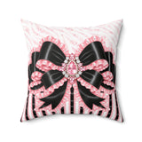 Black & Pink Ruffle Bow Couture | Pink Zebra Print - Square Pillow