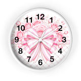 Candy Stripe Pink Couture Bow - Wall Clock
