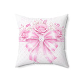 Pink Couture Diamond Bow - Square Pillow