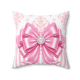 Princess Pink Damask Bow - Square Pillow