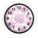 Lilac Sugar Blossom Stripes - Wall Clock
