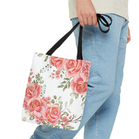 Tote Bag-Luscious Pink Floral-Gold Trim