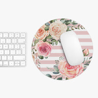 Mouse Pad-Pink Cream Floral Dream-Stripes