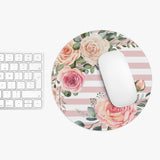 Mouse Pad-Pink Cream Floral Dream-Stripes