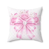 Pink Couture Diamond Bow - Square Pillow