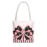 Black & Pink Ruffle Bow Couture | Pink Zebra Print - Tote Bag