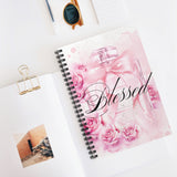 Spiral Notebook (Small) - Pink Blush & Roses Perfume Bottle - Blessed Black