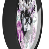 Wall Clock - Purple Midnight Roses - Perfume Bottle White