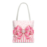 Pink Leopard Bow Couture - Tote Bag