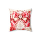 Ruby Diamond Roses Perfume Bottle - Square Pillow